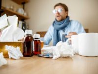 Sick Man While Working In Office, Businessman Caught Cold, Seasonal Flu.